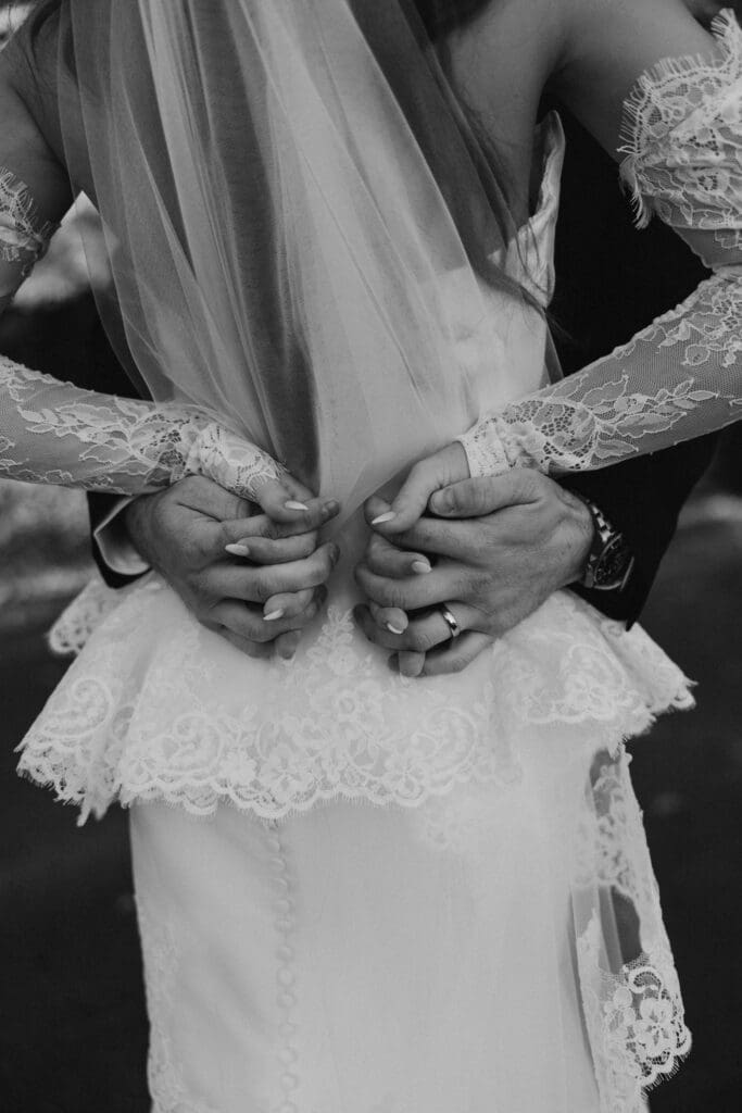 Genuine emotional embrace captured during a fall mountain elopement