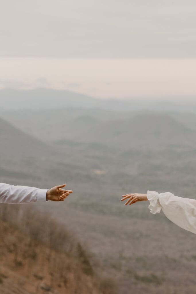 Engagement session with mountain backdrop at Chapel at Pretty Place in Travelers Rest SC